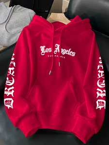 <span class=keywords><strong>Felpa</strong></span> con Cappuccio Casual da Uomo a Maniche Lunghe - Stampa Grafica <span class=keywords><strong>Los</strong></span> <span class=keywords><strong>Angeles</strong></span> California, Nero Bianco, in Fibra di Bambù Satinata, Antivento e ad Asciugatura Rapida - Product Image 6