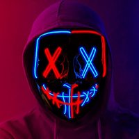 Masque facial effrayant en PVC d'Halloween avec lumière sombre lumineuse nouvelle Offre Spéciale LED El Wire populaire pour les fêtes musicales-2 couleurs