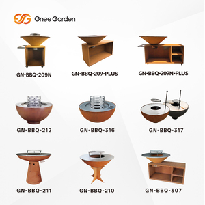 Barbecue Grill Barbecue d'extérieur à charbon de bois Barbecue en acier corten avec <span class=keywords><strong>Plancha</strong></span> circulaire - Product Image 6