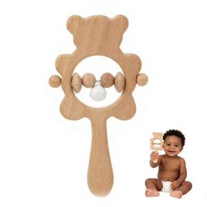 Juguete Sonajero <span class=keywords><strong>para</strong></span> Bebé <span class=keywords><strong>de</strong></span> 0 a 6 <span class=keywords><strong>Meses</strong></span>, <span class=keywords><strong>de</strong></span> Madera <span class=keywords><strong>de</strong></span> Haya, Oso <span class=keywords><strong>de</strong></span> Peluche, Mordedor Educativo, Suave y Colorido, con Campana <span class=keywords><strong>para</strong></span> la Dentición - Product Image 1