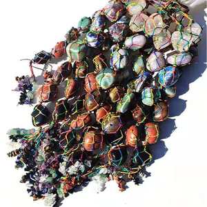 Natural Crystal Raw Stone <b>Car</b> Pendant Handmade Woven Geometric Shape Home Decoration Jewelry Craft Jiangsu Origin White Crystal - Product Image 1