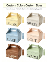 Boîte à gâteau rectangulaire rigide portable, jaune crème, avec fermeture magnétique, recyclable, biodégradable, pour gâteau d'anniversaire, boîte cadeau
