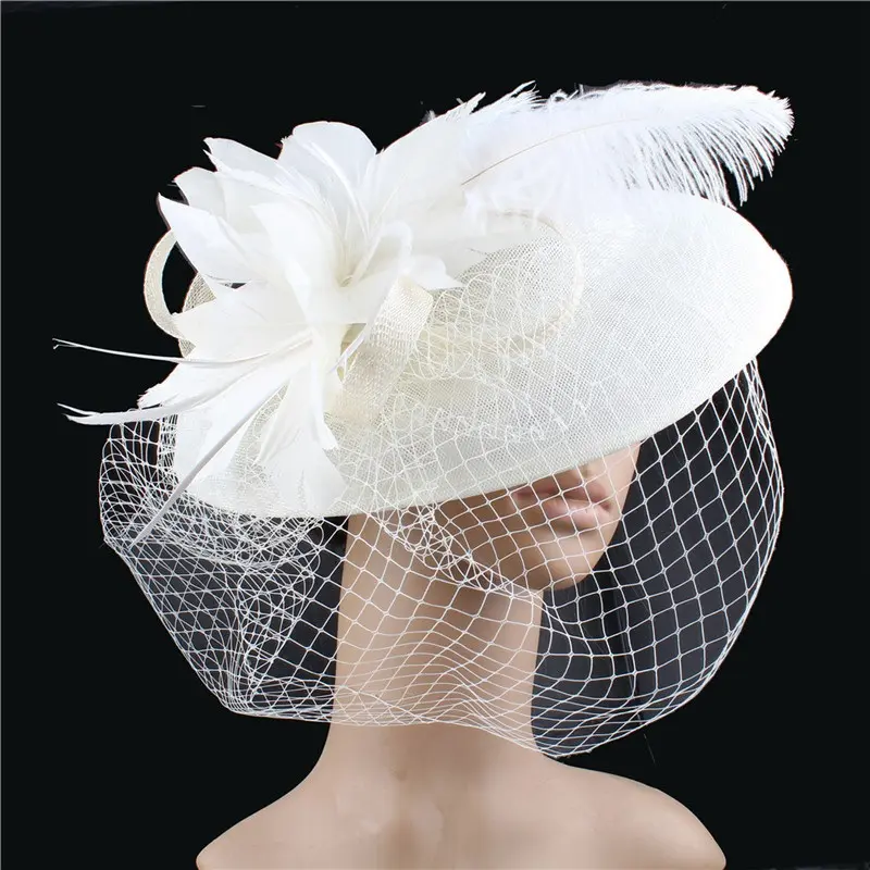 Sombrero de boda para mujer, tocado de malla de hilo, tocados, velo, boda, banquete, Real ascat, H7128C