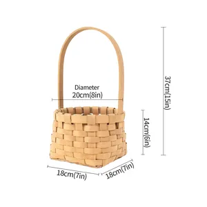 JY Christmas Wedding Decoration Bread Fruit Wooden Nordic Wood Chip Craft Gift Cotton Rope Woven Storage Candy Baskets