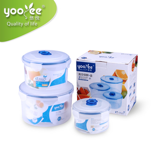 3pcs/set Click Lock Food Storage Containers Storage Boxes & Bins Round Vacuum Food Container Set Modern Pp,plastic 18.6/14