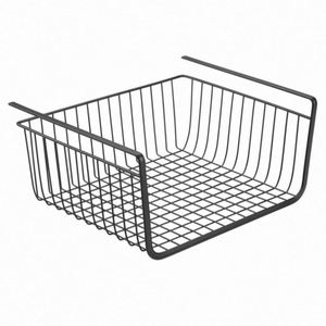 High Quality Black Under Cabinet Storage Shelf Wire Basket Organizer Fit Dual <b>Hooks</b> for Kitchen Pantry Desk Bookshelf - Product Image 1