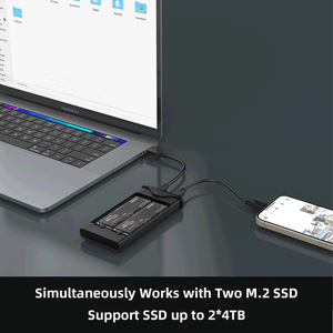 Dual Bay M.2 SSD Bao Vây USB 3.1 Gen2 Loại C 10Gbps Công Cụ Miễn Phí Hỗ Trợ 2230 2242 2260 2280 M Key B & M Key Nhôm Trường Hợp - Product Image 5