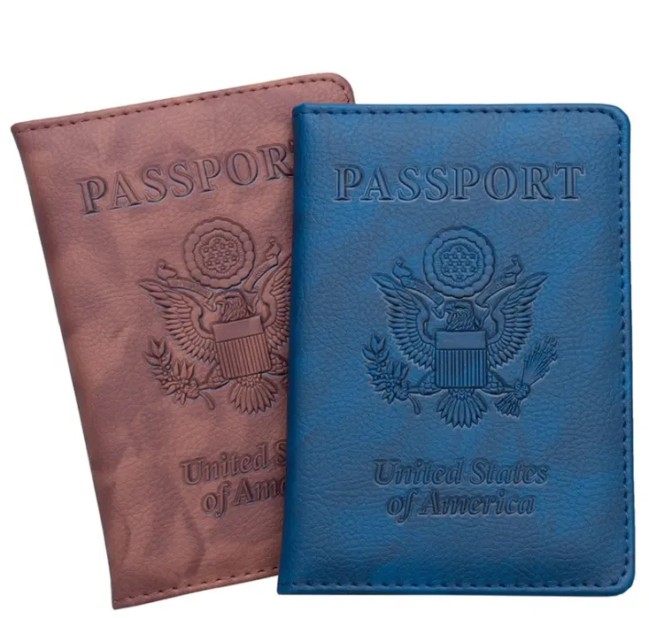 Роскошная прочная кожаная голографическая обложка для паспорта с тиснением в США