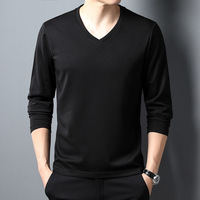 T-shirt décontracté pour homme à manches longues en maille gaufrée, col en V, coupe ajustée, maille texturée, respirant, doux et extensible, pour l'automne