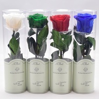 Boîte de roses éternelles HFloral à longues tiges, roses préservées avec tige pour la Saint-Valentin, la fête des mères, la remise des diplômes, roses éternelles