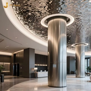 EX1441 Revêtement de colonne en acier inoxydable de luxe, panneau décoratif, design d'intérieur de hall d'hôtel, projet de revêtement métallique personnalisé - Product Image 6