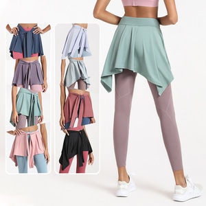 Jupe de yoga à séchage rapide pour femme, anti-exposition, avec couvre-taille irrégulier 2-en-1, idéale pour le sport et l'entraînement - Product Image 3