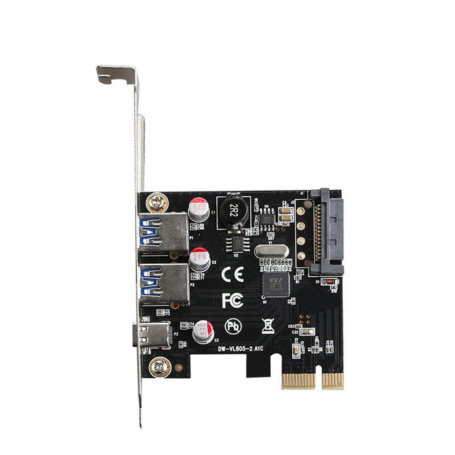 PCIe 1x to 2 Port USB3.0 + 1 Port Type C Expansion Card With VIA/VL806