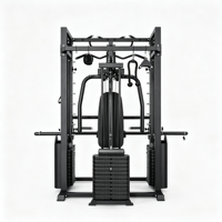 Rack de musculation réglable en acier avec chargeur de plaques et machine Smith pour exercices des bras, du torse, des jambes et du dos - Équipement de gym à domicile