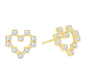 Pendiente de tuerca de diamante de oro 0.20TCW de moda para mujer, forma de corazón redondo, para fiestas, compromiso, aniversario o boda - Product Image 1