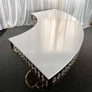 Muebles de lujo para eventos, mesa redonda de banquete de Mdf de acero inoxidable y silla para boda