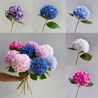 Direkt vom Hersteller Künstliche Große Einzelstiel-Hortensie Hochwertige Simulation Kunstseide Blume 3D-Gedruckte Blütenblätter Hochzeit Heim Chinesisches Neujahr