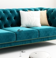 Furnistyle Modern Velvet Fabric Tufted Section Sofa Set Furniture Sectionals Chesterfield Sofas de salon