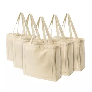 Customised Blank Canvas Bags Large Capacity Reusable Custom Logo Shopping Bags