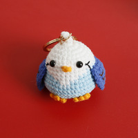 Porte-clés en crochet fait main, petit oiseau, poussin, mini-animal mignon en laine tricotée, pendentif de sac doux, accessoires cadeaux