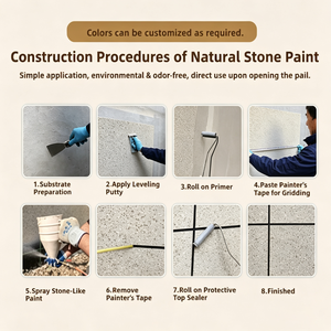 Pintura <span class=keywords><strong>para</strong></span> Paredes Exteriores con Efecto Piedra Natural, Revestimiento <span class=keywords><strong>para</strong></span> Edificios, <span class=keywords><strong>Barniz</strong></span> Líquido Resistente a la Intemperie, Acabado Mate <span class=keywords><strong>para</strong></span> Aplicación con Brocha - Product Image 4