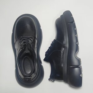 New Arrival Tiyo Platform Derby <b>Shoes</b> Women Black Pu Lace-up High Heel 6-8cm <b>Height</b> <b>Increasing</b> Fashion Casual - Product Image 1