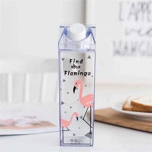 Fashion Cute Sports Milk Carton Shape <b>Kids</b> Plastic Portable Drinking Transparent Leak-Proof Dishwasher Safe <b>Party</b> Push-Pull Lid - Product Image 3