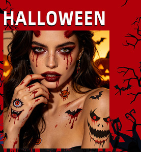 Tatouages temporaires imperméables pour Halloween, autocollants qui brillent dans le noir pour les fêtes - Product Image 5
