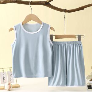 Conjunto de Pijama de Verano de Punto Fino para Niños, Nuevo Modelo Modal de 1 a 15 Años, Ropa de Casa Moderna para Niños, <span class=keywords><strong>Chaleco</strong></span> y Pantalones Cortos a la Moda para Bebés - Product Image 3
