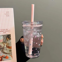 Gobelet en plastique transparent de style coréen Star 450ML, multi-couleurs, épaissi, pour café, eau ou lait, idéal pour le bureau, parfait pour l'été