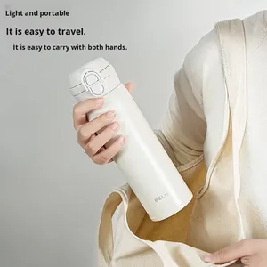 Solid Color Flip Lid Car Stainless Steel Vacuum Insulated Water <b>Cup</b> Travel Portable 2 Way Straw <b>Cup</b> 500ml Car <b>Cup</b> - Product Image 2