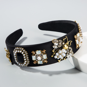 Bandeau rétro en cristal, pour femme, bandeau style Baroque, motifs de fleurs et insectes, perles en strass, - Product Image 6