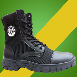 Botas de Seguridad para Hombre, de Caña Alta, con Malla Transpirable, Parches de Cuero, para Entrenamiento de Combate al Aire Libre, Tacón Bajo, Color Negro - Product Image 1