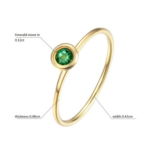 Messi Dei Monili Chic Classico Pietra di Smeraldo <span class=keywords><strong>Solitario</strong></span> 14 K 18 K <span class=keywords><strong>Anello</strong></span> in Oro Giallo per Le Donne - Product Image 2