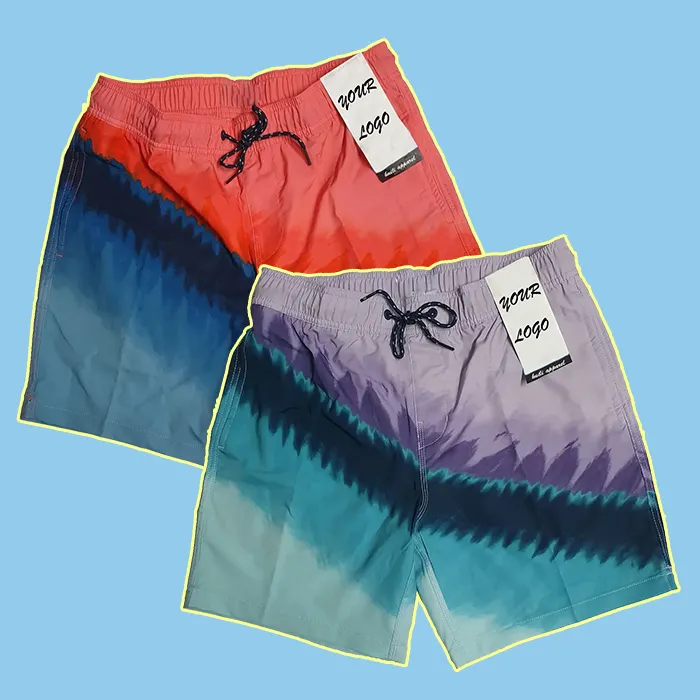 huilin manufacturer oem wholesale beach shorts custom color changing swim shorts men drawstring waist swim trunks