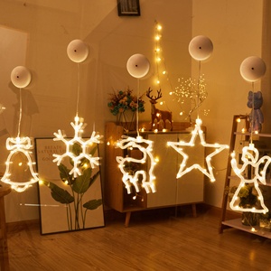 Treo cửa sổ ấm trắng Snowman Santa tuần lộc giáng sinh hút Led trang trí lễ hội ánh sáng kỳ nghỉ - Product Image 1