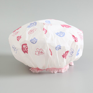 Pvc Shower Cap With Cartoon Pattern For Adults Bathing And Hair Care - Product Image 2