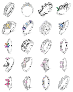 Anillo <span class=keywords><strong>de</strong></span> Boda <span class=keywords><strong>de</strong></span> Plata 925 con Zirconia, Diseño <span class=keywords><strong>de</strong></span> Lazo Abierto, Lujoso, Simple y Elegante, con Temática Forestal, <span class=keywords><strong>para</strong></span> <span class=keywords><strong>Mujer</strong></span> - Product Image 2