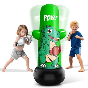 Sac de frappe gonflable dinosaure pour enfants, jouet de frappe gonflable de 47 pouces de hauteur, jouet dinosaure gonflable avec action de rebond pour enfants - Product Image 1
