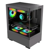 GAMDIAS ATX Mid-Tower Gaming PC Case Full View Tempered Glass Desktop Cabinet Front Side Panel Steel Construction