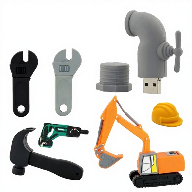 USB Flash Drive 2.0 8GB 16G 32GB Plastic Excavators Truck Cartoon Design Gift Gadget Pendrive Storage