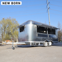 Camionnette de restauration rapide économique et remorque alimentaire mobile avec cuisine complète, construction en fibre de verre/aluminium, service de vente de bonbons