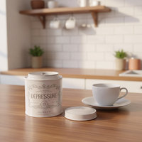 Boîte hermétique en fer blanc personnalisée avec impression CMJN, de qualité alimentaire, réutilisable, pour thé en vrac et café, avec double couvercle