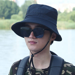 Chapeau de pêcheur pour homme respirant brodé avec motif de sommet de montagne, idéal pour la randonnée en extérieur, protection solaire, noir, vert militaire, gris clair, gris foncé - Product Image 1