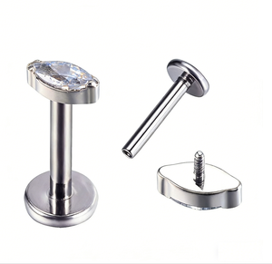 Pendientes de Piercing para Labio con Engaste de Aleación de Titanio 5A, Forma Marquesa, Accesorios para Piercing Corporal, Accesorios para Piercing de Hueso de Oreja - Product Image 1