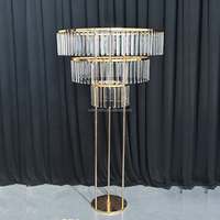 Lustre de Mariage Haut de Gamme en Métal Doré avec Cristaux Suspendus, Centre de Table de Mariage, Décoration Centrale pour Table de Banquet de Mariage