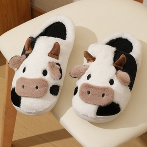Pantuflas Unisex <span class=keywords><strong>de</strong></span> Invierno para Interiores, Diseño <span class=keywords><strong>de</strong></span> Vaca <span class=keywords><strong>de</strong></span> Dibujos Animados, Antideslizantes, <span class=keywords><strong>de</strong></span> Algodón, con Punta Cerrada, para Parejas - Product Image 4