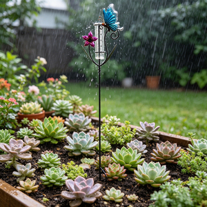 Pluviómetro Decorativo de Hierro Forjado con Forma de Mariposa, Instrumento de Medición de Lluvia para Jardín Exterior - Product Image 5