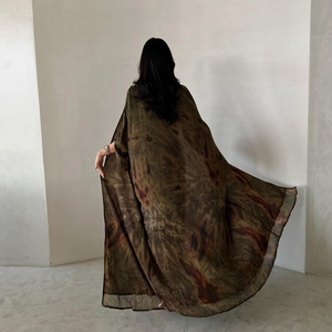 LEDUO Elegant Vintage open front muslim cardigan Ramadan Eid tie dye <b>kimono</b> abaya - Product Image 3