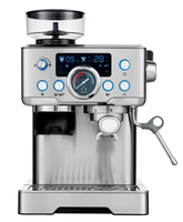 Machine à café expresso Anbo New 1200W 20 bars, portable, en acier inoxydable, semi-automatique, pour la maison, avec affichage de la pression et de la température